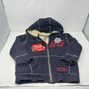 Disney Store CARS MCQUEEN Sherpa Lined Hoodie Zip Up Jacket Boys, Size: S 5/6